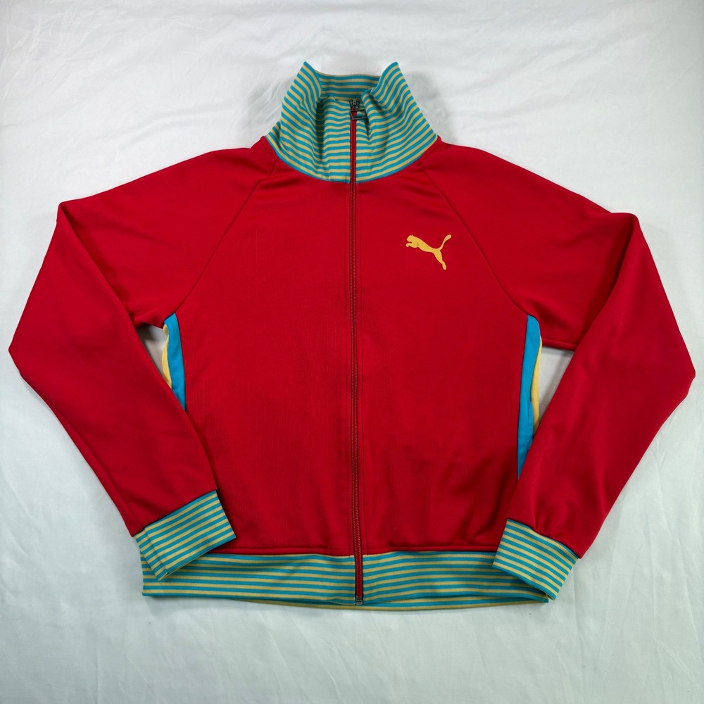 Puma Track Jacket Special Edition Retro Y2K Full Zip Womens M Red Colorblock